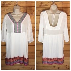 White Mark | White Crinkle Gauze Tunic Dress L